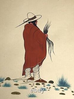 Woody Big Bow Kiowa Native American Original Painting on Paper Vtg Woodrow