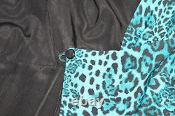 Wrap over turquoise Animal Print Dress, design, handmade, size 12 brand new
