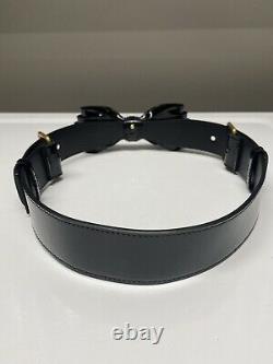 YVES SAINT LAURENT RIVE GAUCHE Black Patent Leather Hip Bow Belt
